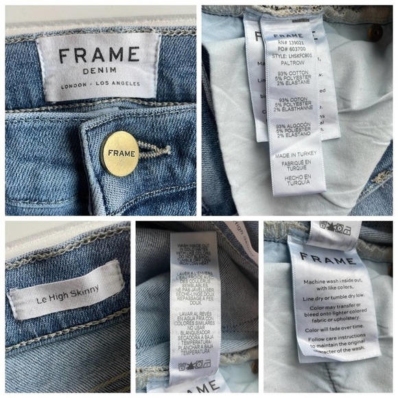 FRAME Denim Raw Hem Jeans Le High Skinny Paltrow Blue Size 25 US 2 Streetwear - Picture 6 of 10